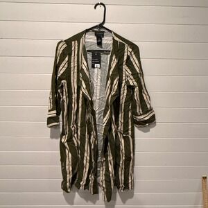 Waimea Striped Open Front Kimono Cardigan Womens S Khaki Olive WA6750PSA NWT